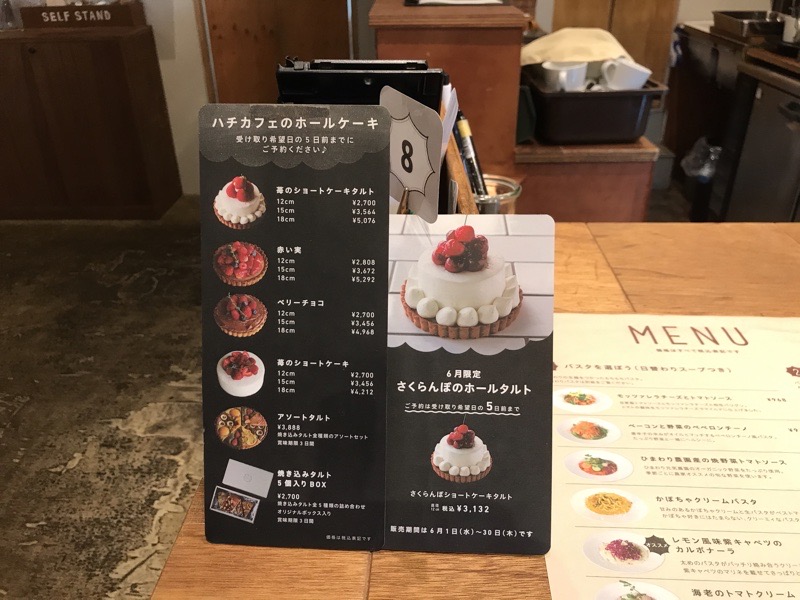 犬山パスタランチ　犬山駅　ハチカフェホールケーキ