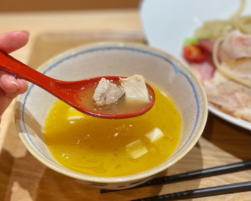 犬山ランチ　らーめん結まるの味玉濃厚とり白湯つけ麺