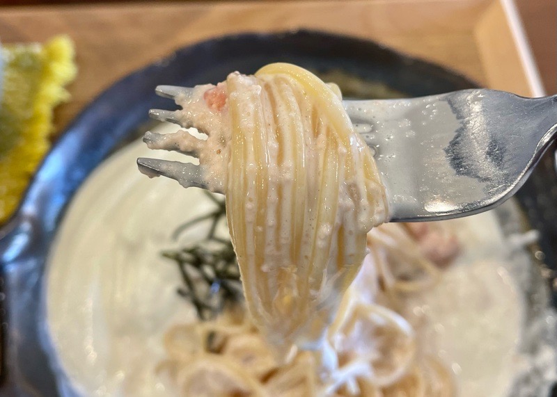 きまぐれかふぇのランチ　　淡雪たらこクリームパスタ　江南グルメ