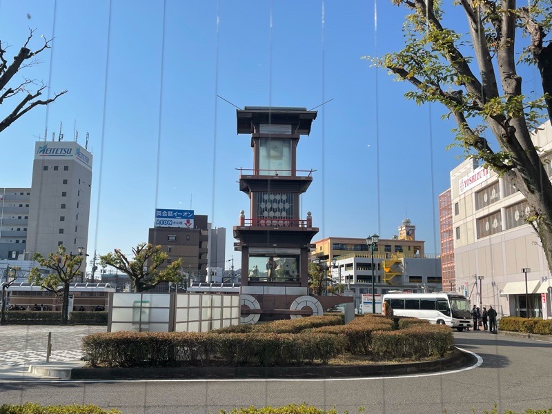 犬山駅　キャスタのカフェプロスペールから見えるからくり時計