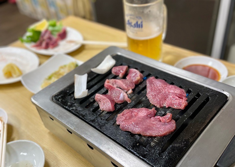 犬山駅西口　焼肉松屋の塩タンと砂肝