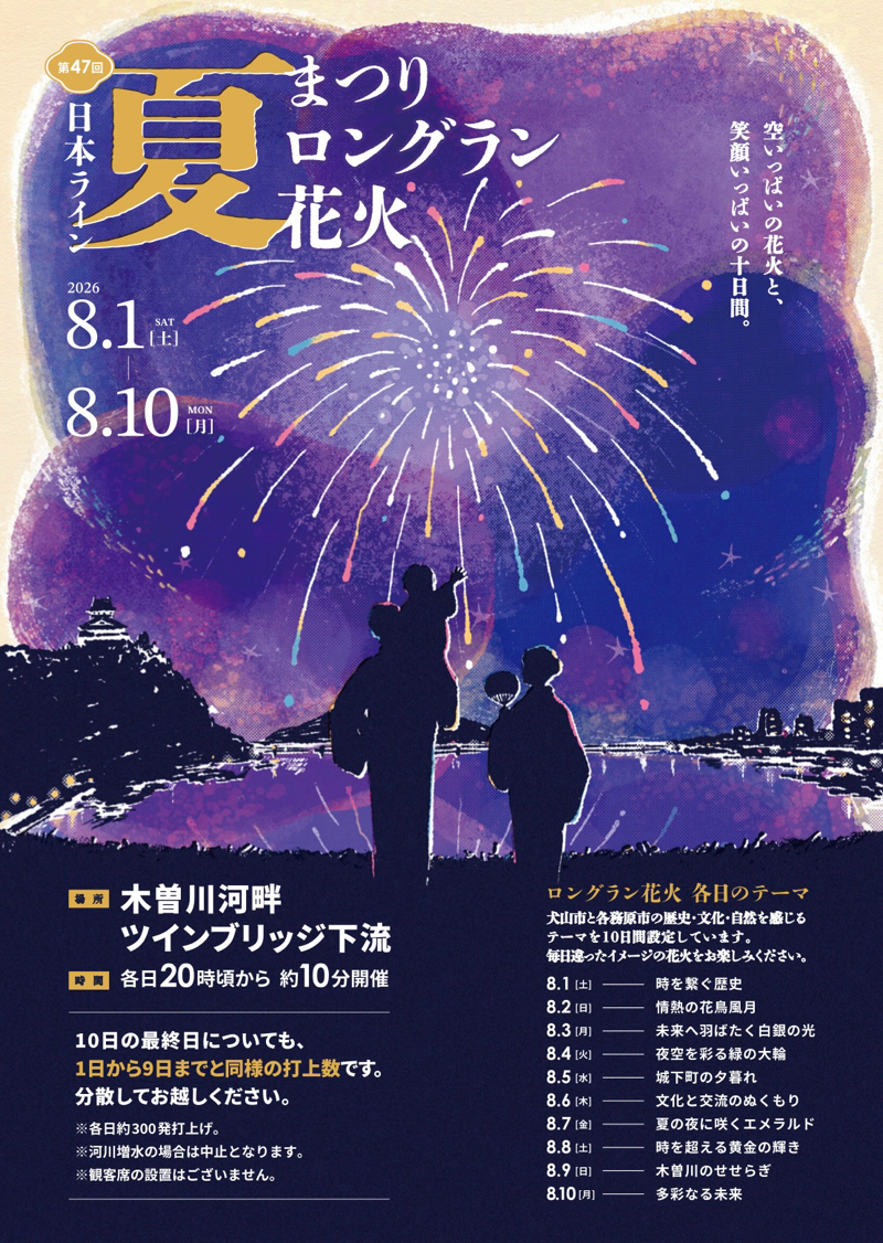 日本ライン夏祭り　ロングラン花火　犬山