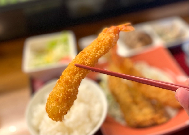 犬山ランチ　花のれん　エビとイワシフライランチ