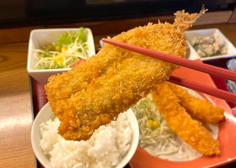 犬山ランチ　花のれん　エビとイワシフライランチ