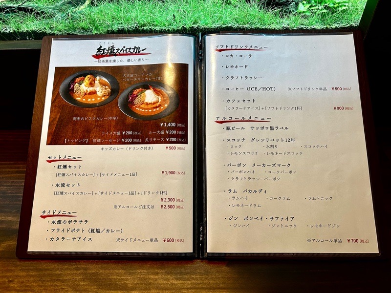 犬山駅ランチ　スパイスカレー＆アクアリウム水流　メニュー